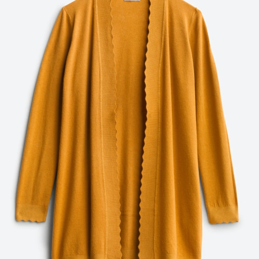 Mustard Yellow Long Cardigan Sweater with Relaxed Fit